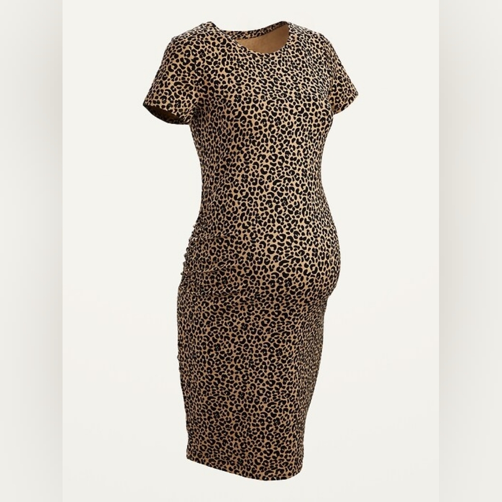 Old Navy Maternity Short Sleeved Leopard Print Bodycon Dress